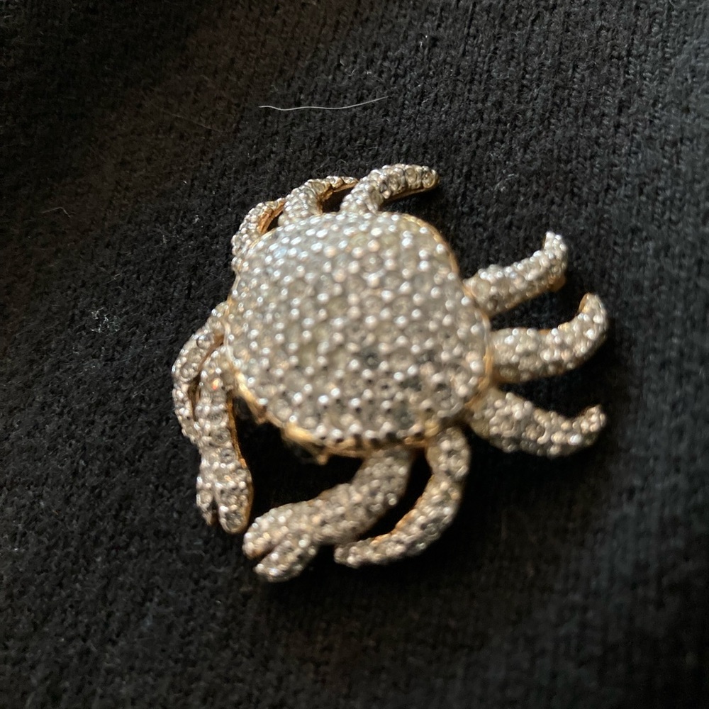 Swarovski crystal brooch crab pin